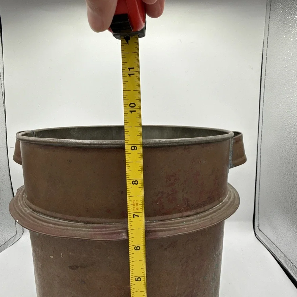 19th Century Antique French Copper Ferrat Hand Hammered Water Carrier/Log Bin